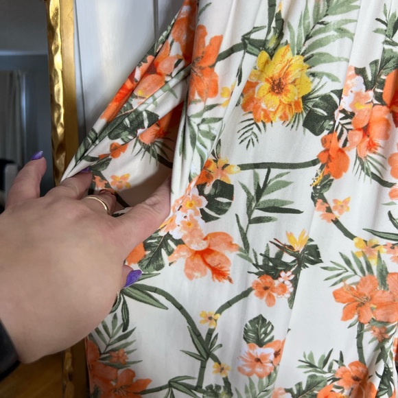 Floral Jumpsuit in Cream and Orange - Picture 3 of 4